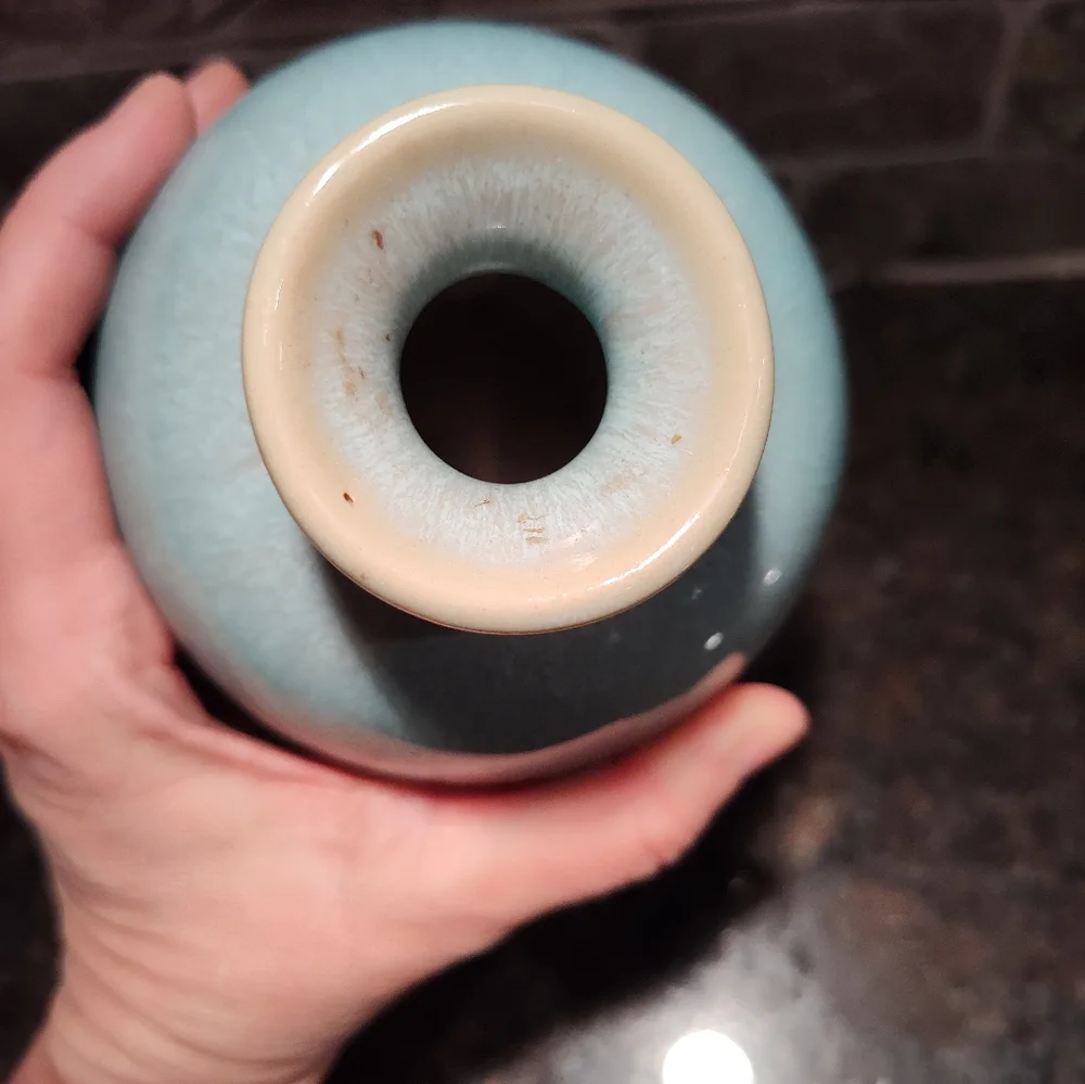 Artistic Blue and Brown Drip Glaze Ceramic Bud Vase - Picture 5 of 5